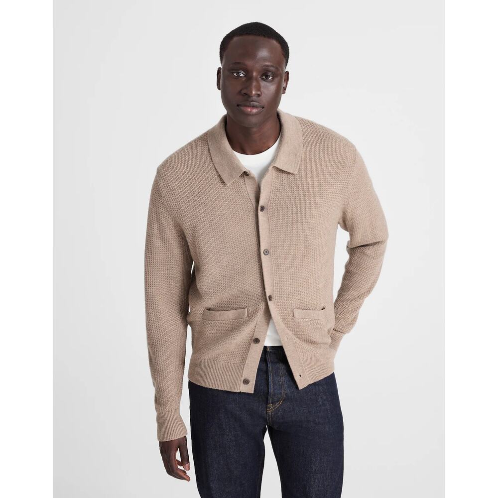 NWT Madewell Merino Wool Collared Cardigan in Heather Brown size Small